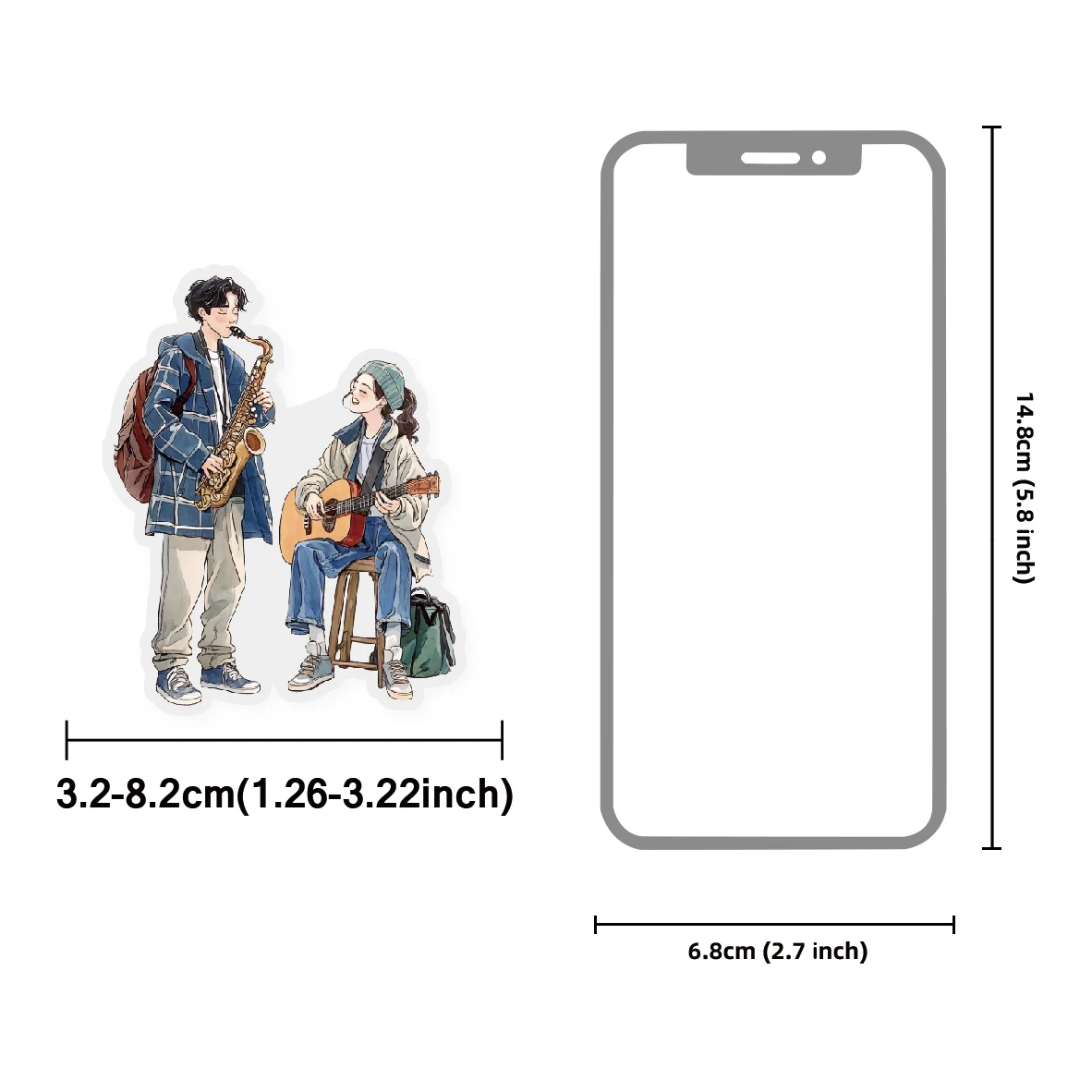 مجموعة ملصقات شخصية نادي الموسيقى من Etori Life Art District لمستلزمات سجل القصاصات وأجهزة الكمبيوتر المحمولة وملصقات الهاتف وديكور الغرفة وعشاق الموسيقى وقرطاسية الطلاب وملصقات الأطفال والهدايا الصغيرة