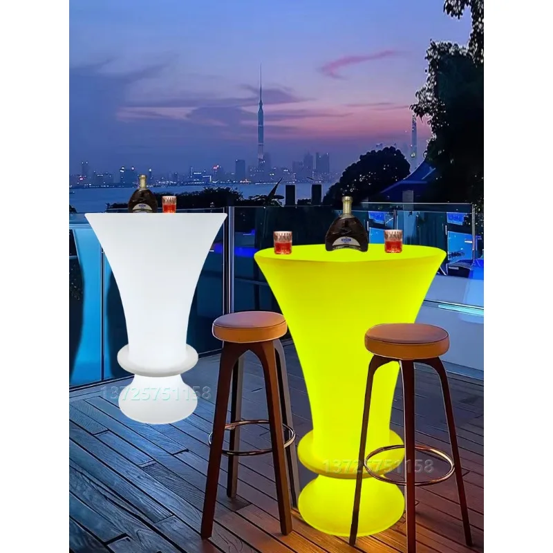 Round Luminous Bar Table Outdoor Reception Tall Tables and Chairs Entertainment Bar Deck Outdoor