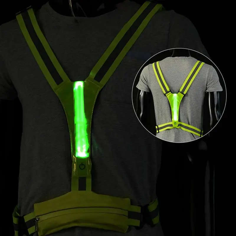 Adjustable Safety Reflective Vest Night Running Light Cycling Vest Safety Warning USB Rechargeable Bike LED Vest