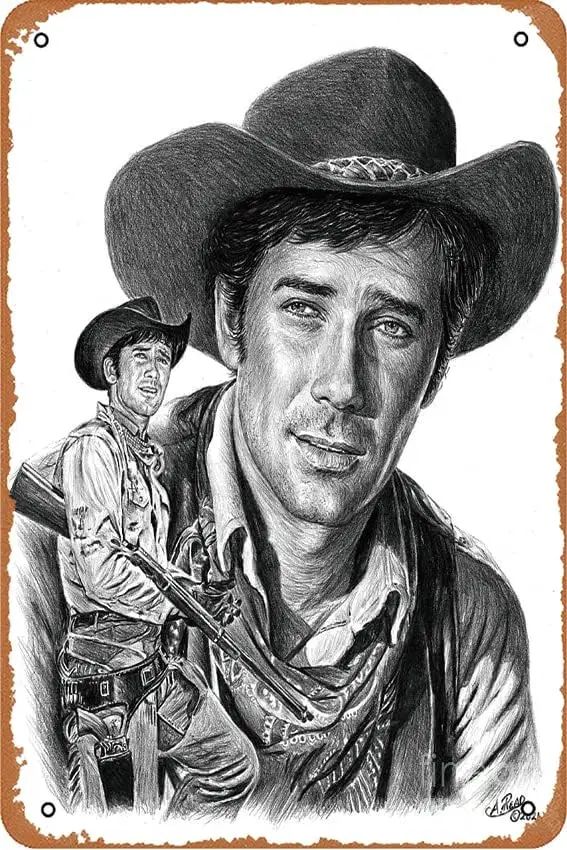 Laramie Drawing – Robert Fuller – Poster Creative Tin Sign Novelty Metal Retro Wall Decor For Home Gate Garden Bars Restaurants