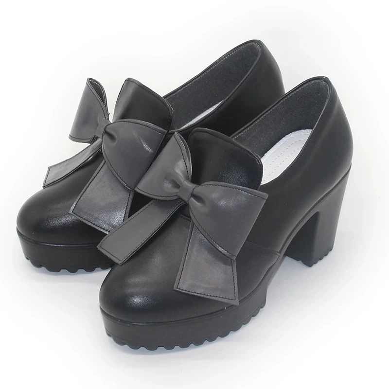 Anime Black Butler Ciel Phantomhive Cosplay Shoes Black Rose Faux Leather Boots Halloweens Carnival Party Boots For Women