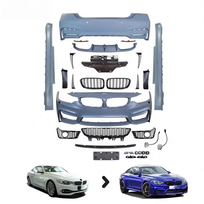 

Cc car F32 F33 F36 Front Rear M4 Style Full Kit Bumper Side Skirt for 4 Series F32 F33 F36 Upgrade M4 Body Kits