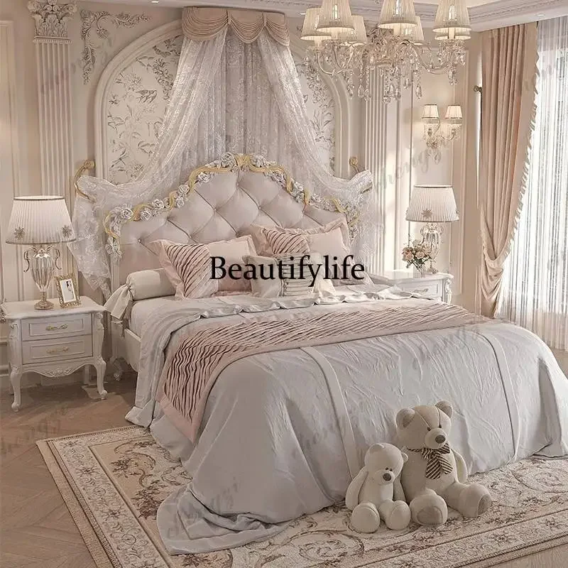 A139 White Soft Double Bed Couples Australia Style Storage Modern Double Bed Luxury Japanese Wooden Camas De Dormitori Furniture