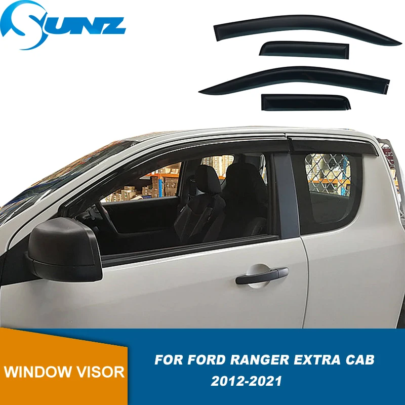 Window Visor For Ford Ranger Extra Cab 2012 2013 2014 2015 2016 2017 2018 2019 2020 2021 Side Wind Deflector Rain Weathershield