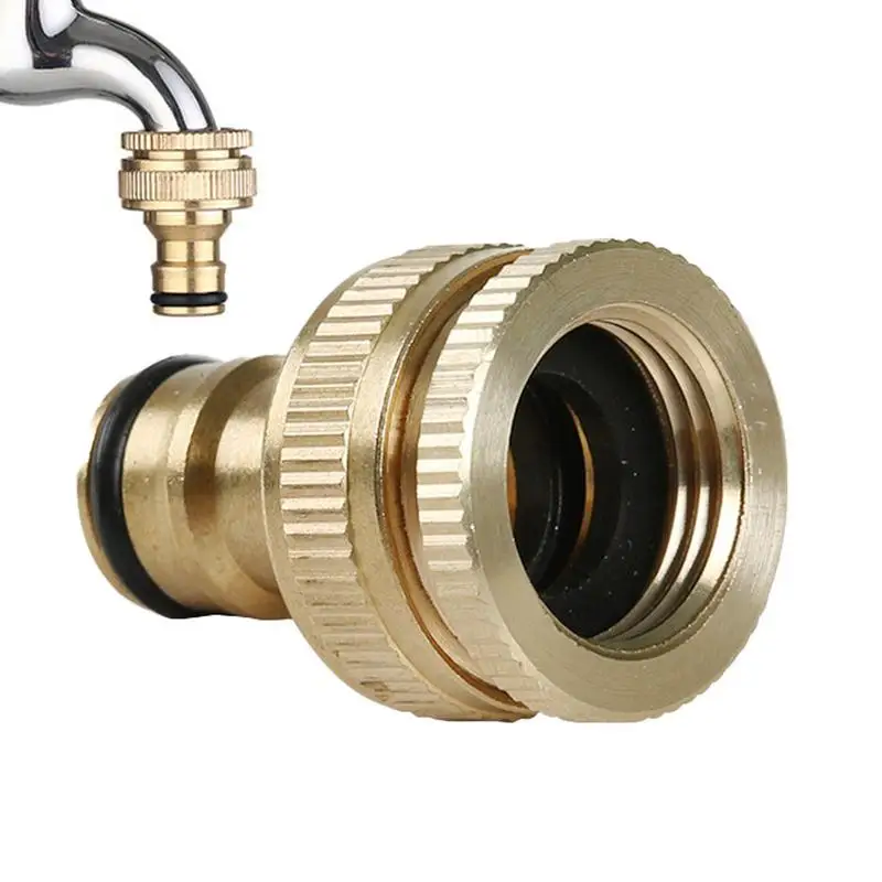 

1pc Brass Hose Quick Connector Water Stop Fitting Copper Thread Tap Coupling Garden Watering Guns Adapter For Agricultural Work