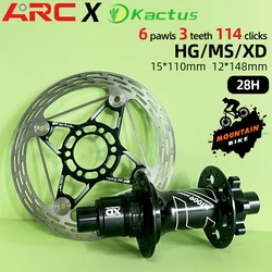 ARC MT009 Mtb Hub 28 Holes 4 Bearing Mountain Bike Freehub Rear Hub HG MS XD Cube Bicycle Hydraulic Brake Disc 160mm Bike Parts