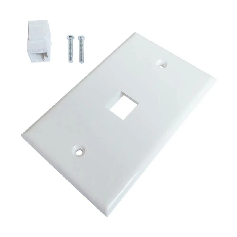 Placa de pared Ethernet de 1 puerto, placa de pared Keystone Jack con inserto de acoplador en línea RJ45 hembra a hembra, paquete de 2