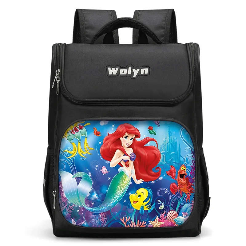 Cartoon Mermaid Princess Ariel Large Child Backpack Boy Girls School Bag Men Women Traveling Backpack Durable Multi Compartmen