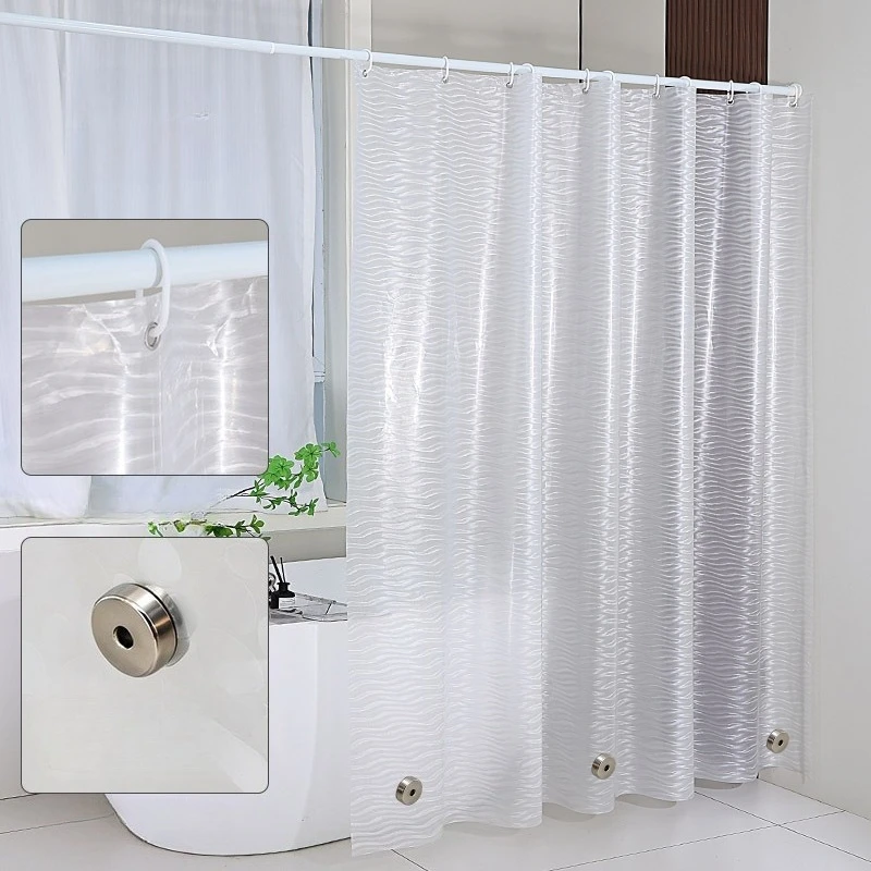 

Shower Curtains Transparent Geometric Wave Waterproof Bathroom Curtain Decorative Modern Style PEVA Material Partition Curtain