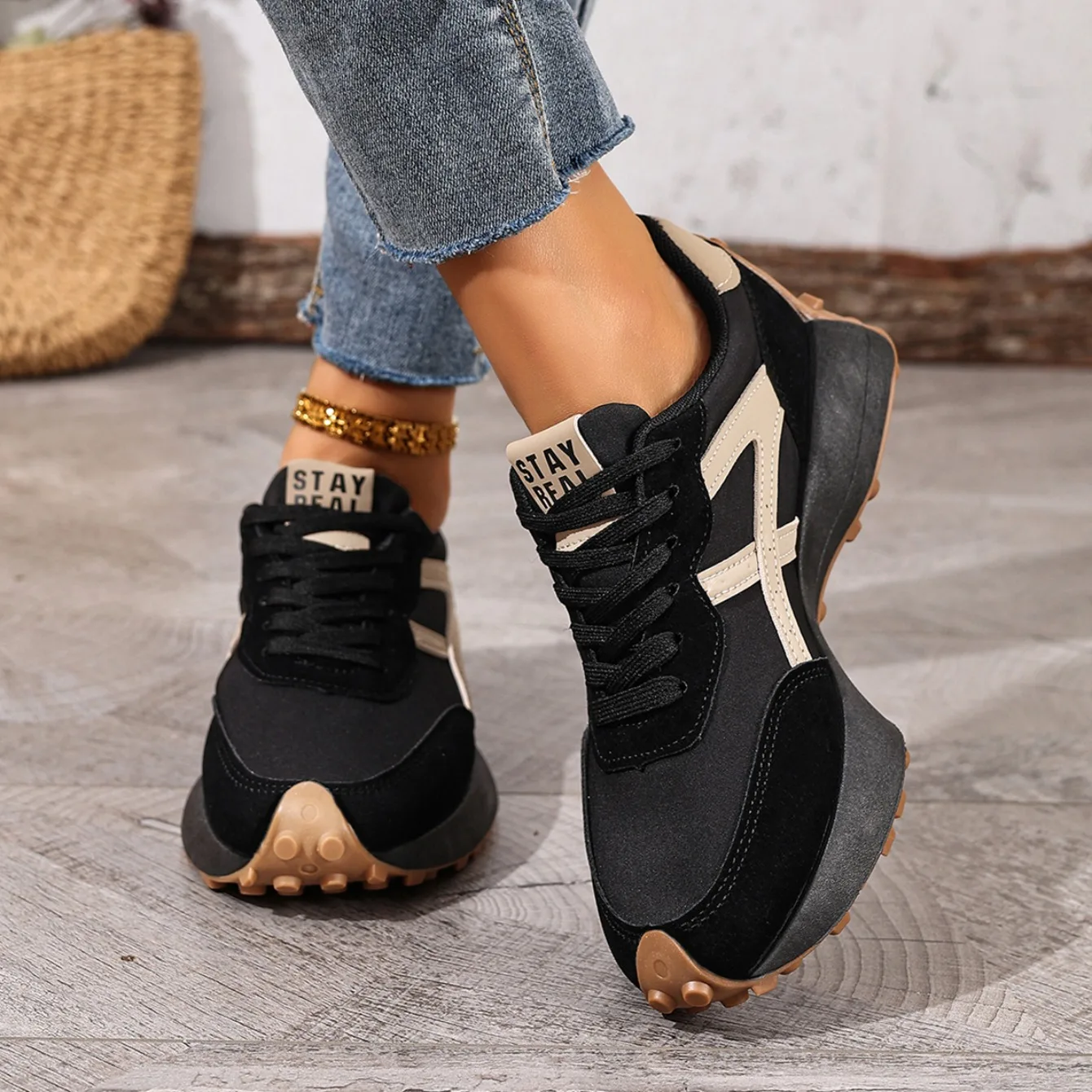 2025 Neue Damen-Sneaker Frühling Casual Schnür-Sportschuhe Luxus-Plattform Rutschfeste Laufschuhe Damen Zapatos De Mujer – Detail 8