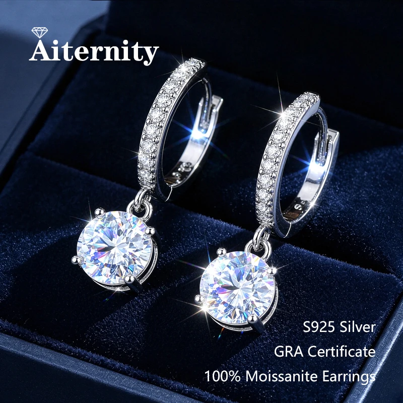 0,5-1CT Zertifizierte Moissanit Brillante Diamant-Creolen für Damen, 925 Sterling Silber, Geschenk, Echter Hochwertiger Edel-Schmuck – Detail 3