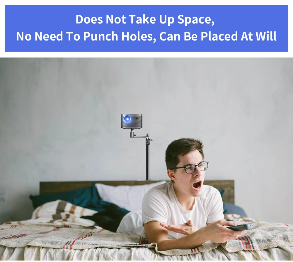 360 Degree PTZ Rotation Projector Stand Holder Tripod Light Clamp Desk with 1/4" Fixture For Ring Light DSLR Camera