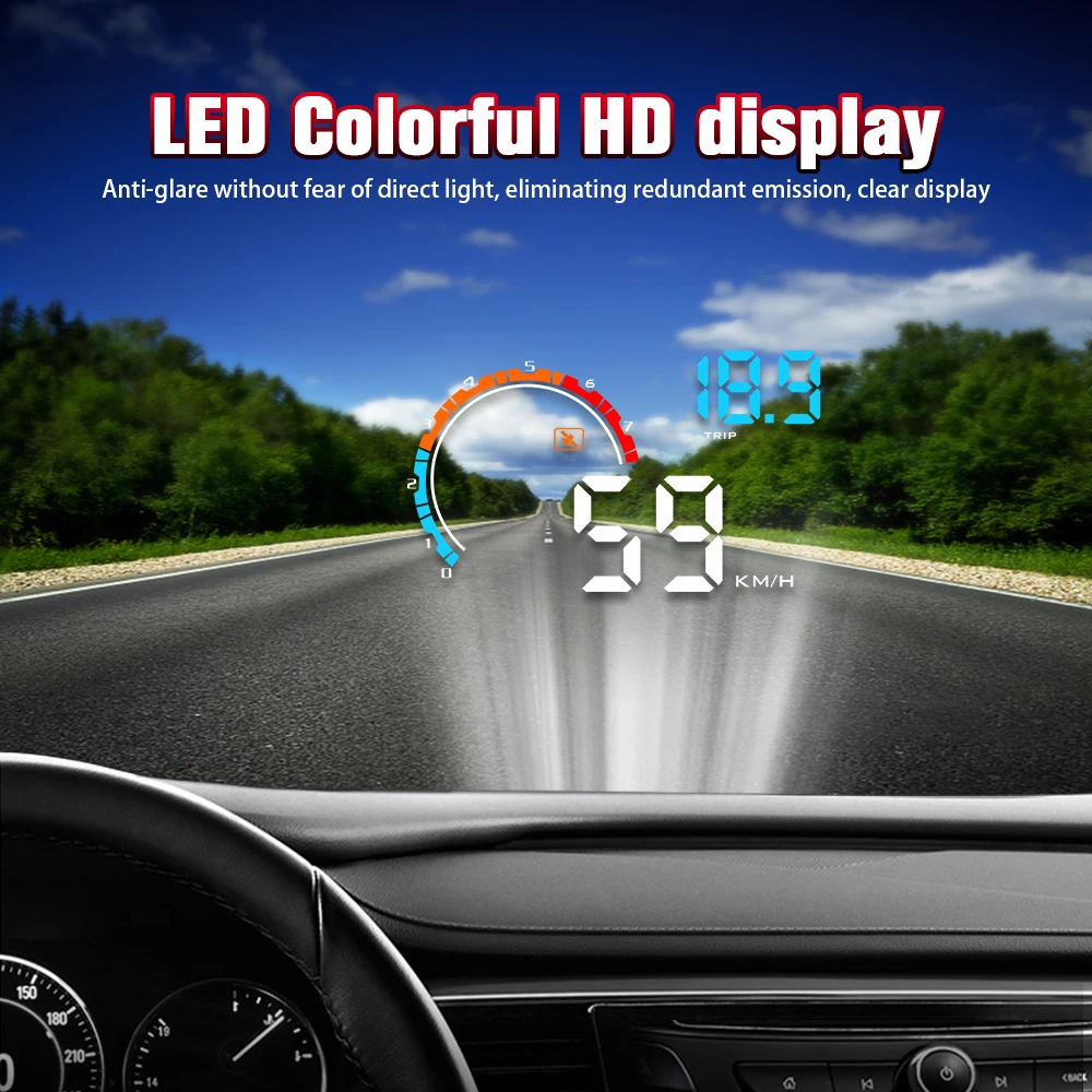 New Car Accessories OBD2 GPS Dual System 3.5inch Hud LED Display Plastic and Electronic Component about 20ma 12 Months 86-106kpa