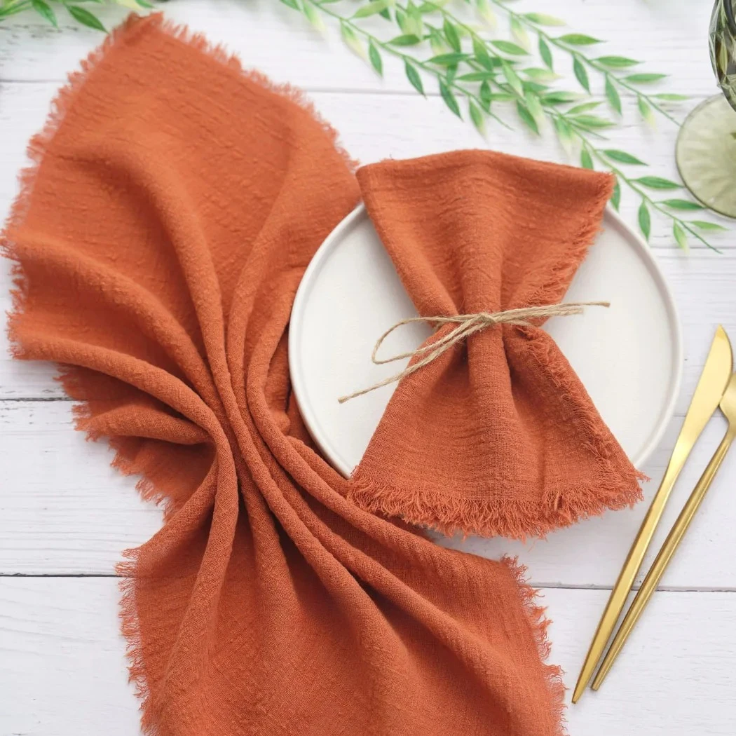 

12pcs Napkins Cotton Gauze 42x42cm Rustic Napkin Tea Towels Retro Cheesecloth Home Vintage Wedding Linen Party Table Decoration