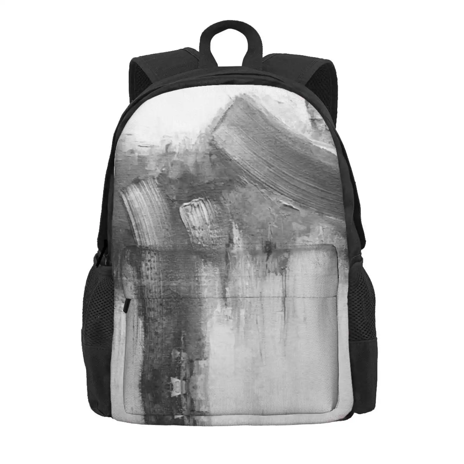 Gray Abstract Hot Sale Schoolbag Backpack Fashion Bags Scandinavian Abstract Modern Art Industrial Grey White Set Of 2 Black