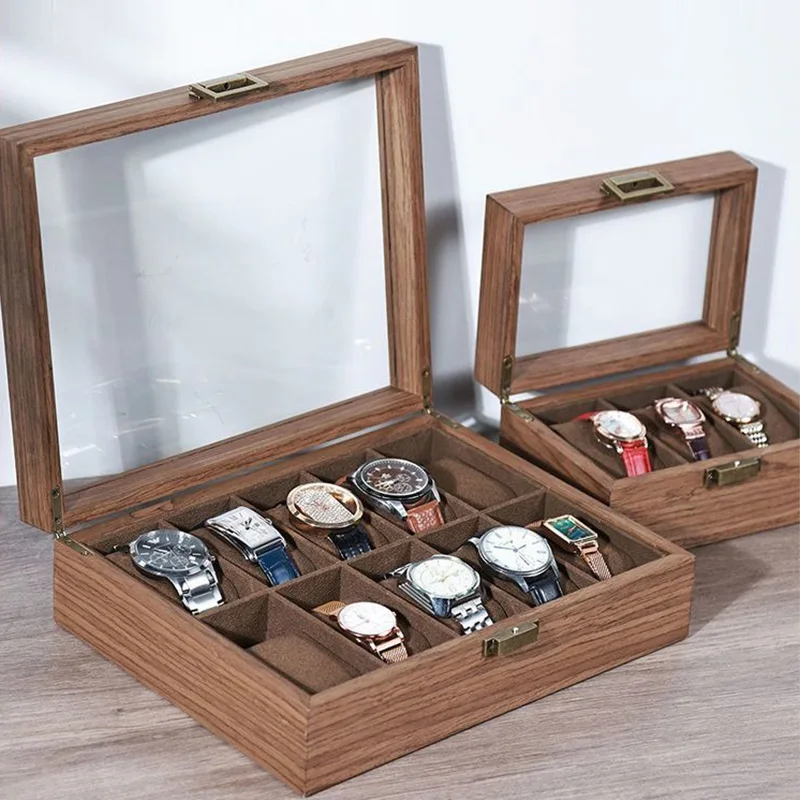 

Коробка для часов из черного ореха, коробки для хранения роскошных часов, большие ретро механические часы, витрина, органайзер, упаковочные принадлежности, подарок