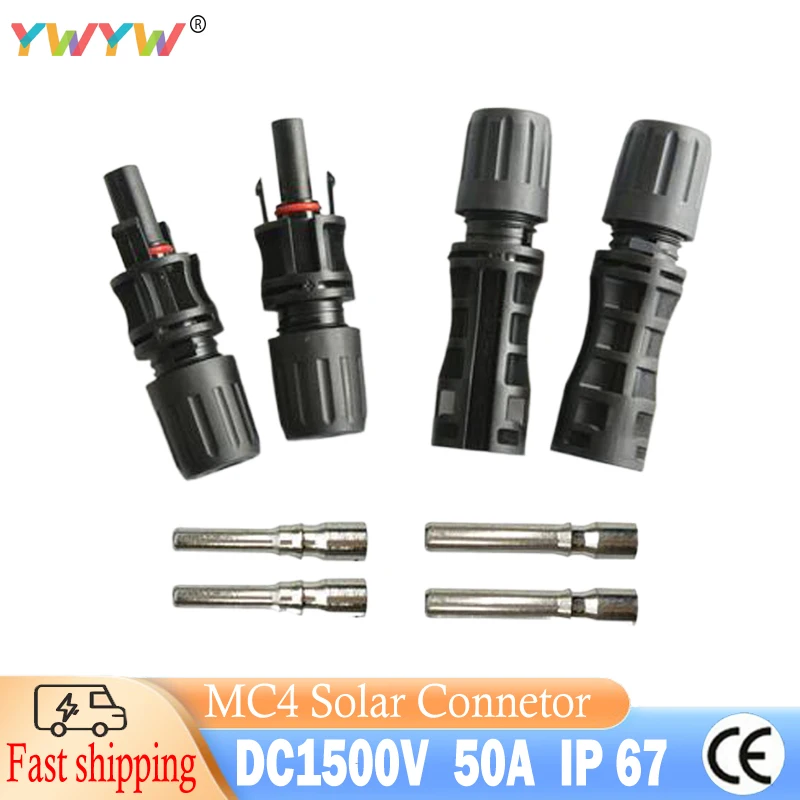 Free Shippi 1/10 Pairs 1500V/50A Connector male and female Solar Panel PV Connector  used for Solar Cable 6/10mm2