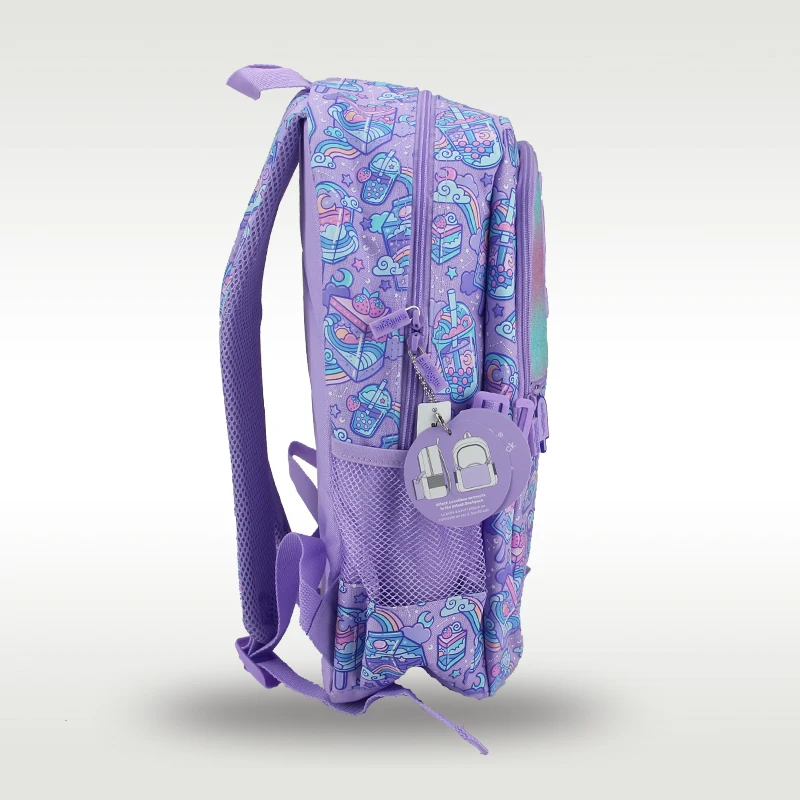 Mochila escolar meninas arco-íris bebida ombro mochila estudante suprimentos 16 polegadas