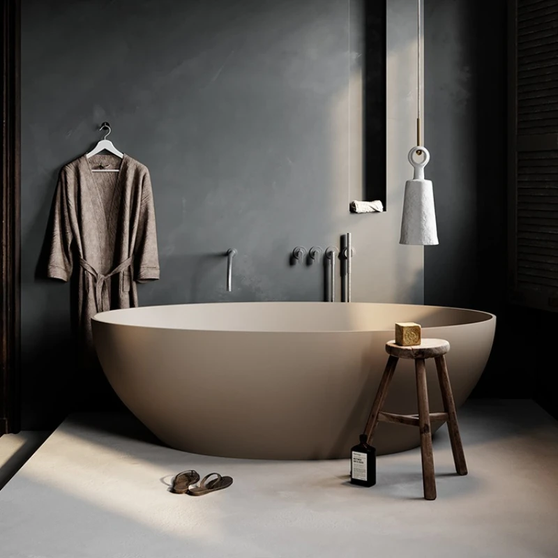 Artificial Qimei stone integrated household double bathtub Internet celebrity hotel B&B deep soaking couple bathtub