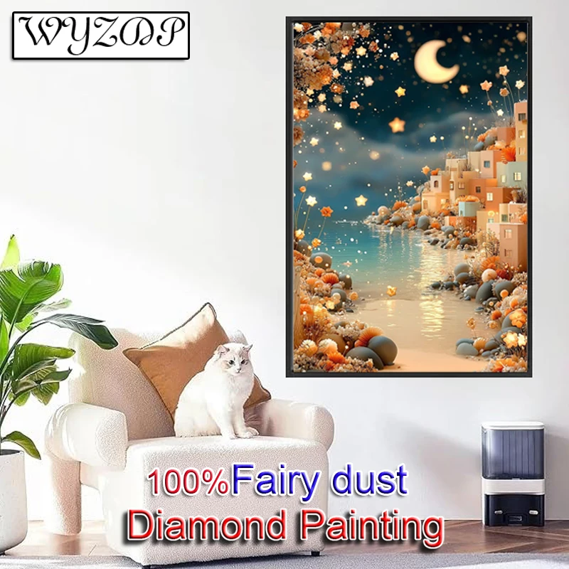 

100% Fairy Dust Diamond Painting Landscape picture Square Mosaic Embroidery Gem Cross Stitch Diamond Art Full Crystal Home Decor