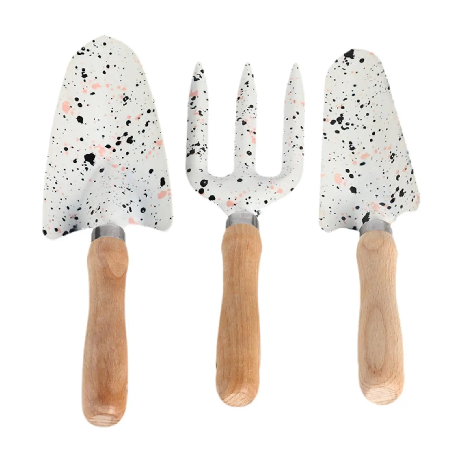 3Pcs Mini Garden Tools Hand Trowel Wood Handle Beautiful Print with Shovels and