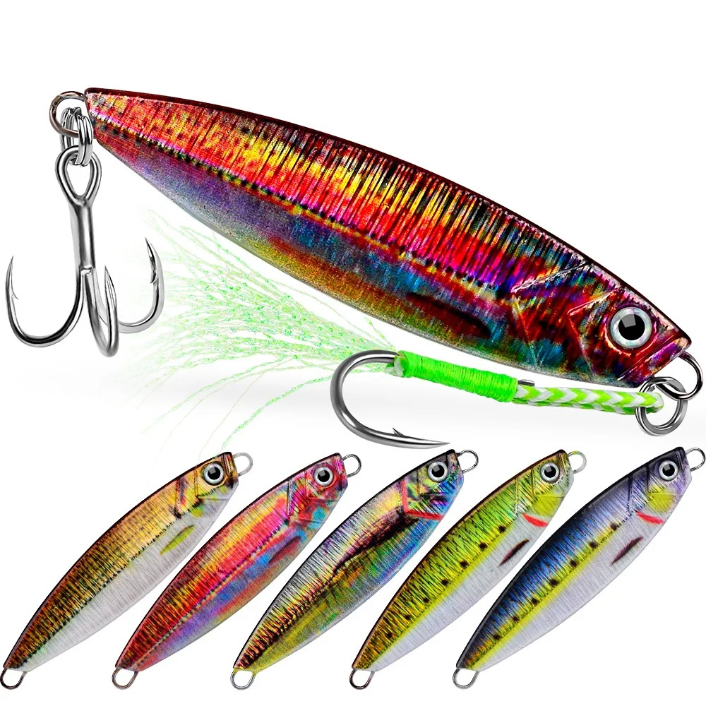 Jigging-Löffel-Köder, Angelköder, 10–40 g, schnell sinkender Metallköder, bionische Farbe und Schwanzschwung-Aktion für Barsch, Hecht, Salzwasserfischen