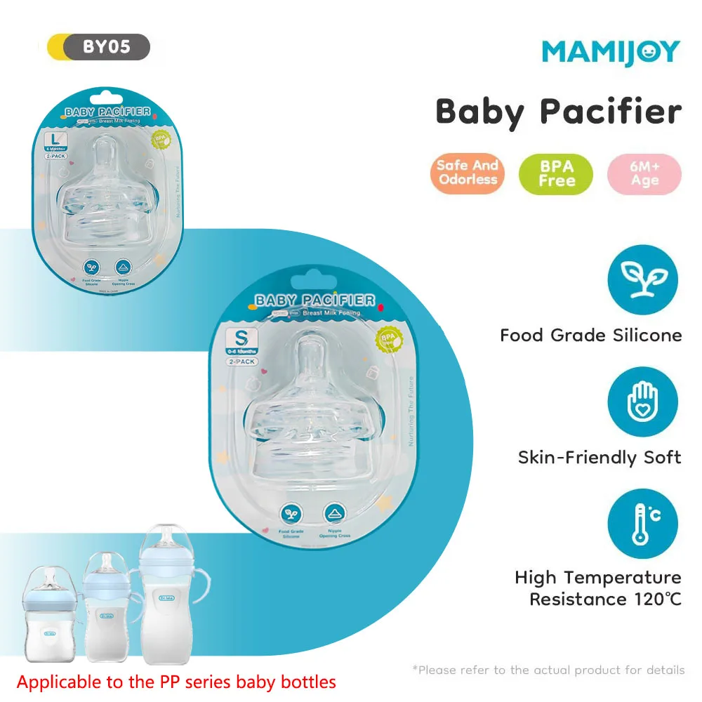 

MAMIJOY Baby Pacifier 2PCS PP Round Head Cross Hole Food Grade Silicone For 0-6 Month Baby Newborn Pacifier Baby Nipple BY05