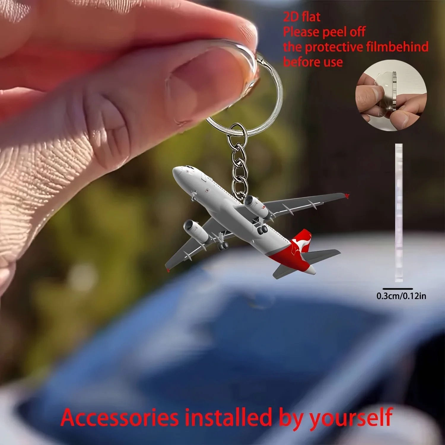 2D Airplane Acrylic Keychain, Creative Bag & Car Key Pendant, Fashion Backpack Decor, Perfect Gift for Decoration Lovers