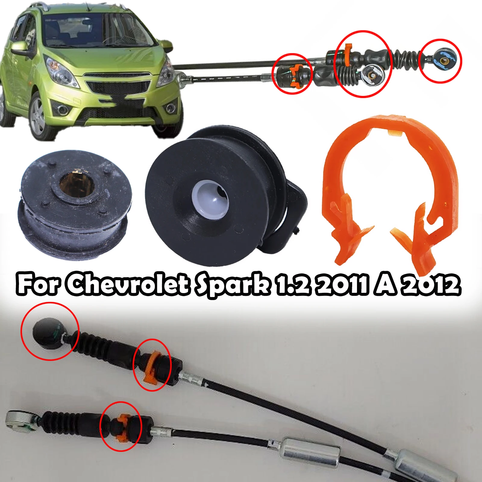 Gear Selector Bushing MT Shift Lever Cable Linkage End Connector Retainer Clip Repair Kit For Chevrolet Spark 1.2 2011 A 2012