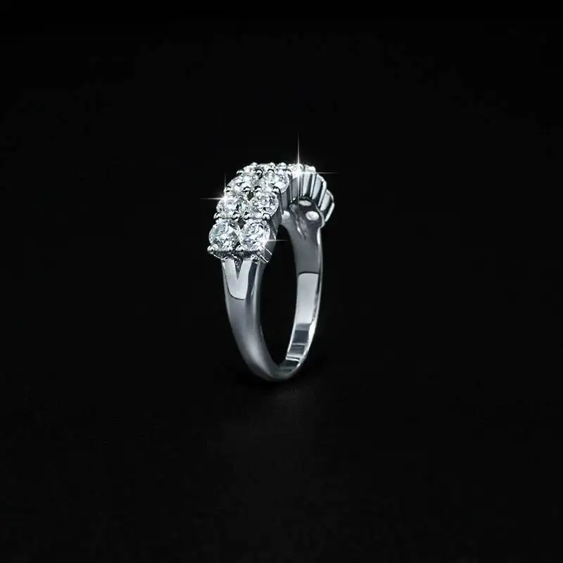 SG 1.4ct D اللون مويسانيتي ضياء الدائري للنساء ريال فضة الزفاف المشاركة الخلود الفرقة مجوهرات جديد