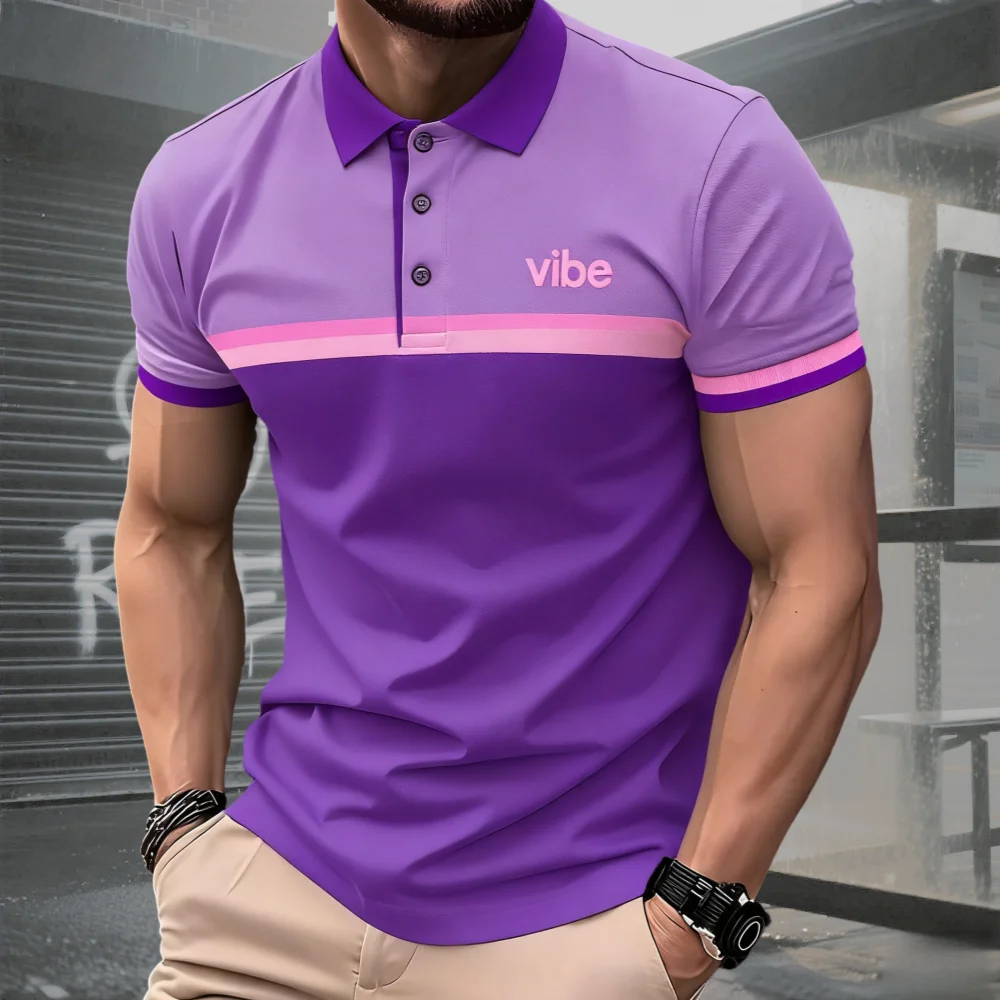 Summer Men's Polo Shirt Striped Printed Polo Style Oversize T-Shirt Loose Men's Clothing Polo Shirt Men Business Polo Shirts Men