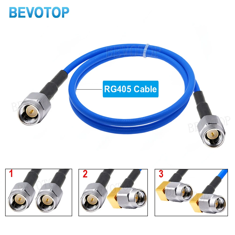 RG405 Cable SSMA Male to SSMA Male Stainless Steel Coaxial Jumper Pigtail WIFI Router Antenna Extension Cable RF Coaxial Adapter