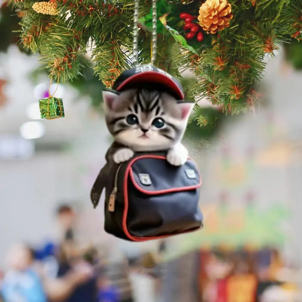 Branch Hanging Cat Accessory Cat-shaped Car Accessory Realistic Cat Shaped Pendant Car Hanging Decoration Acrylic for Auto