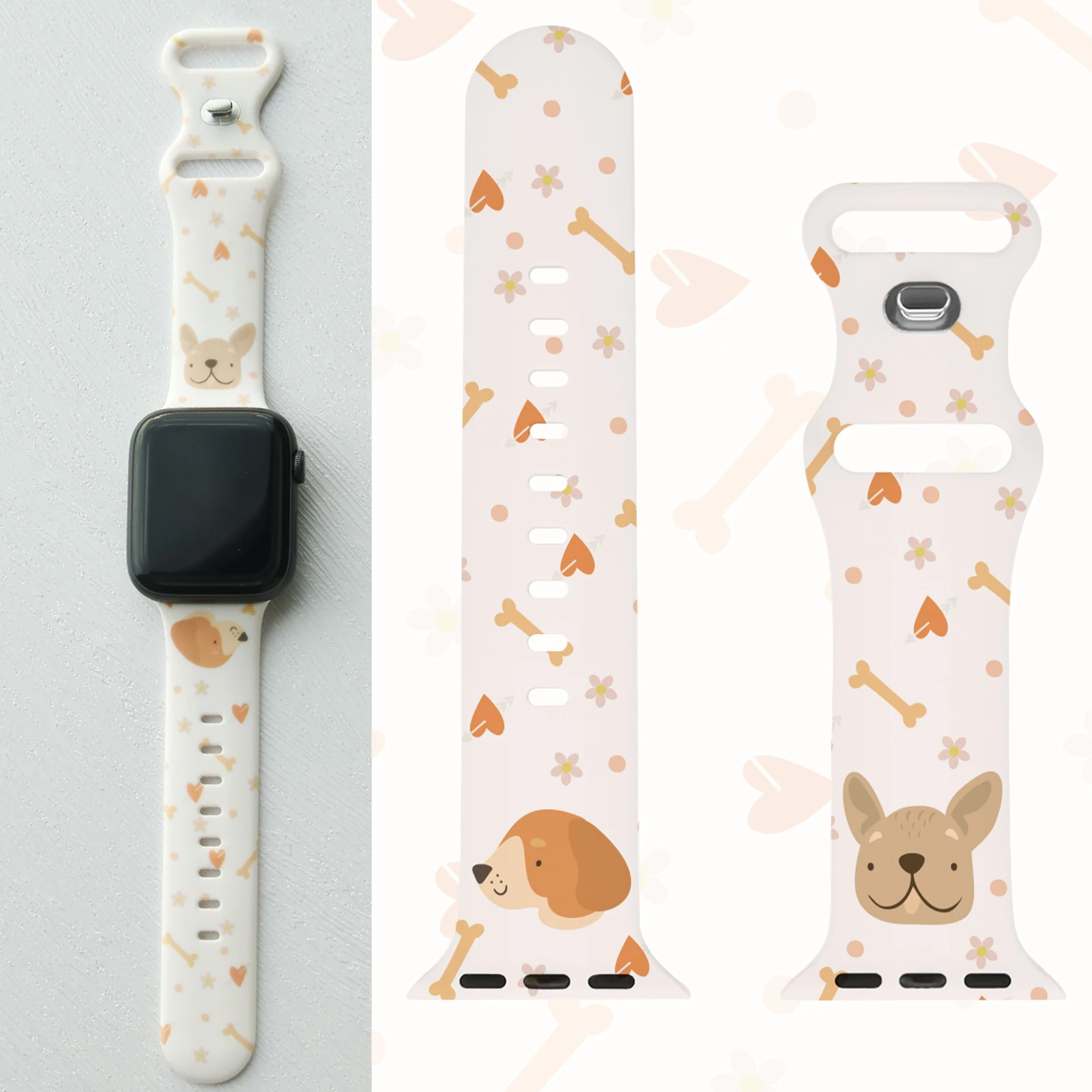 Cute Dog Woof Watch Band Sport Compatible with Apple Watch Bands Design Prints Festival Soft Silicone Laser Strap for iWatch Mod
