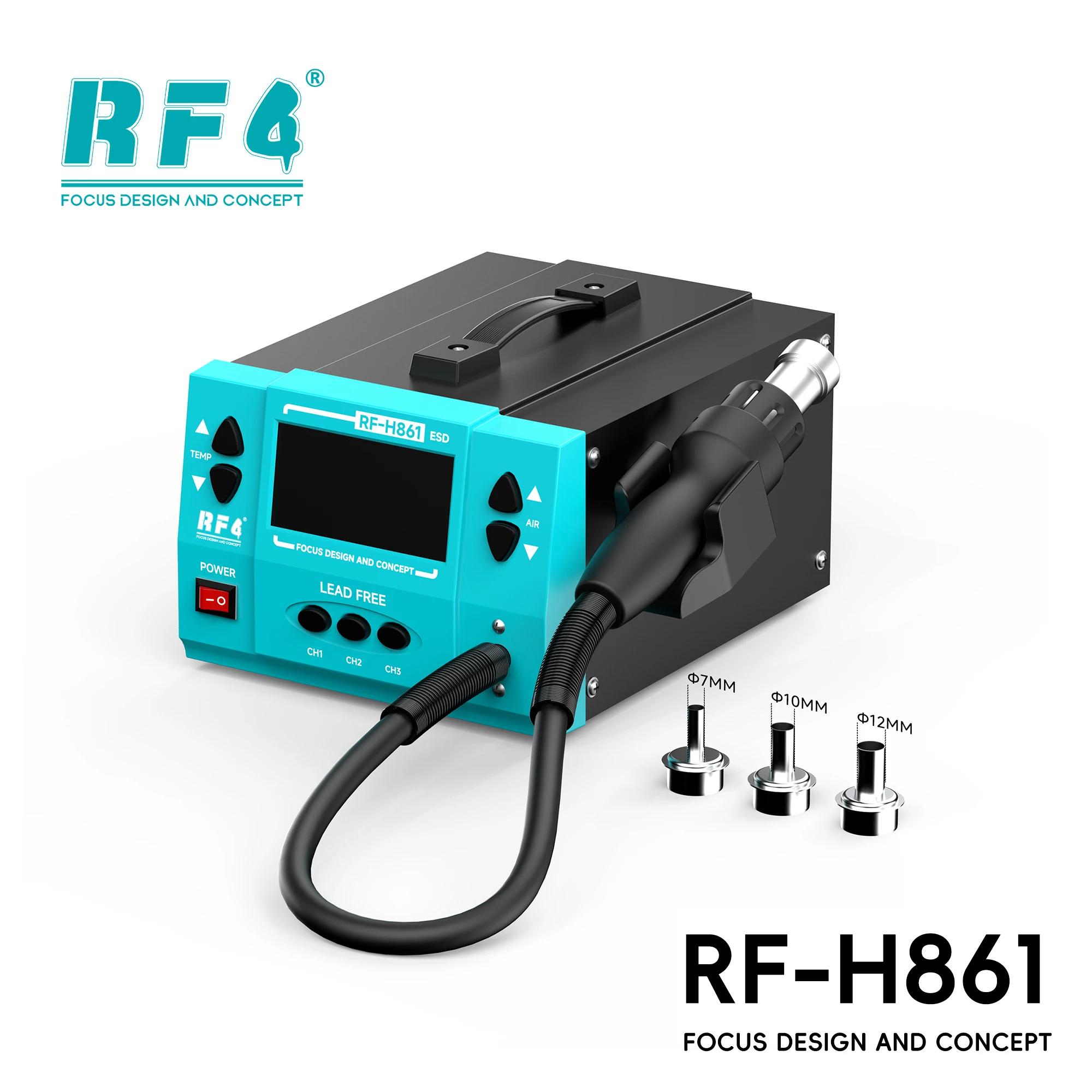 RF4 RF-H861 Интеллектуальный термофен с режимом сна – подходит для пайки и ремонта материнских плат мобильных телефонов и чипов печатных плат.