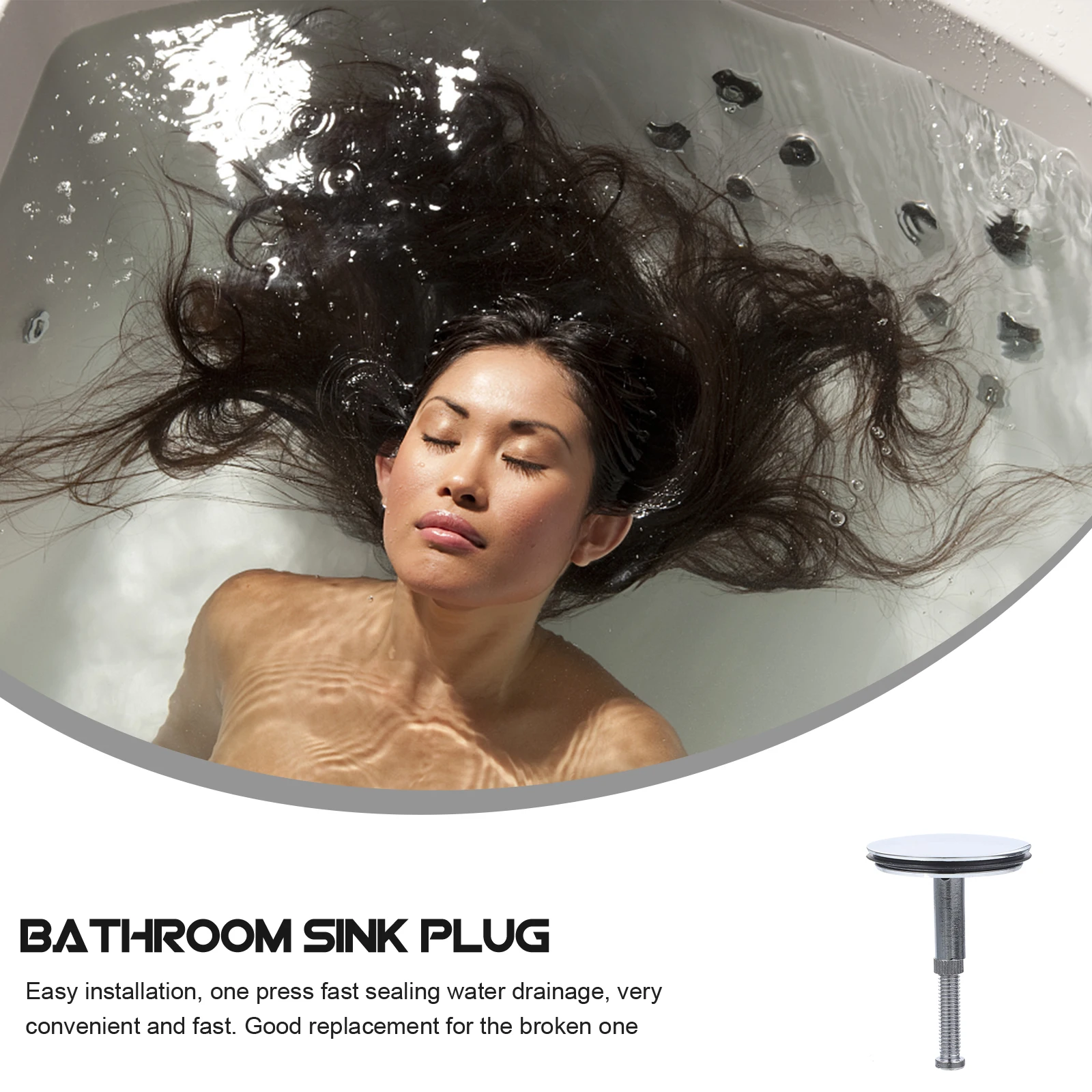 

Sturdy Bath Drain Stopper Bathtub Sink Plug Replacement Anti-Rust Easy Installation Fast Water Draining Anti-Block