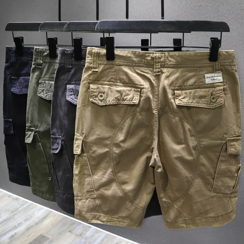 

Multi-pocket Fashion Casual Cargo Shorts Men's Quarter Pants Loose Medium Pants Men's Japanese Trend Vintage