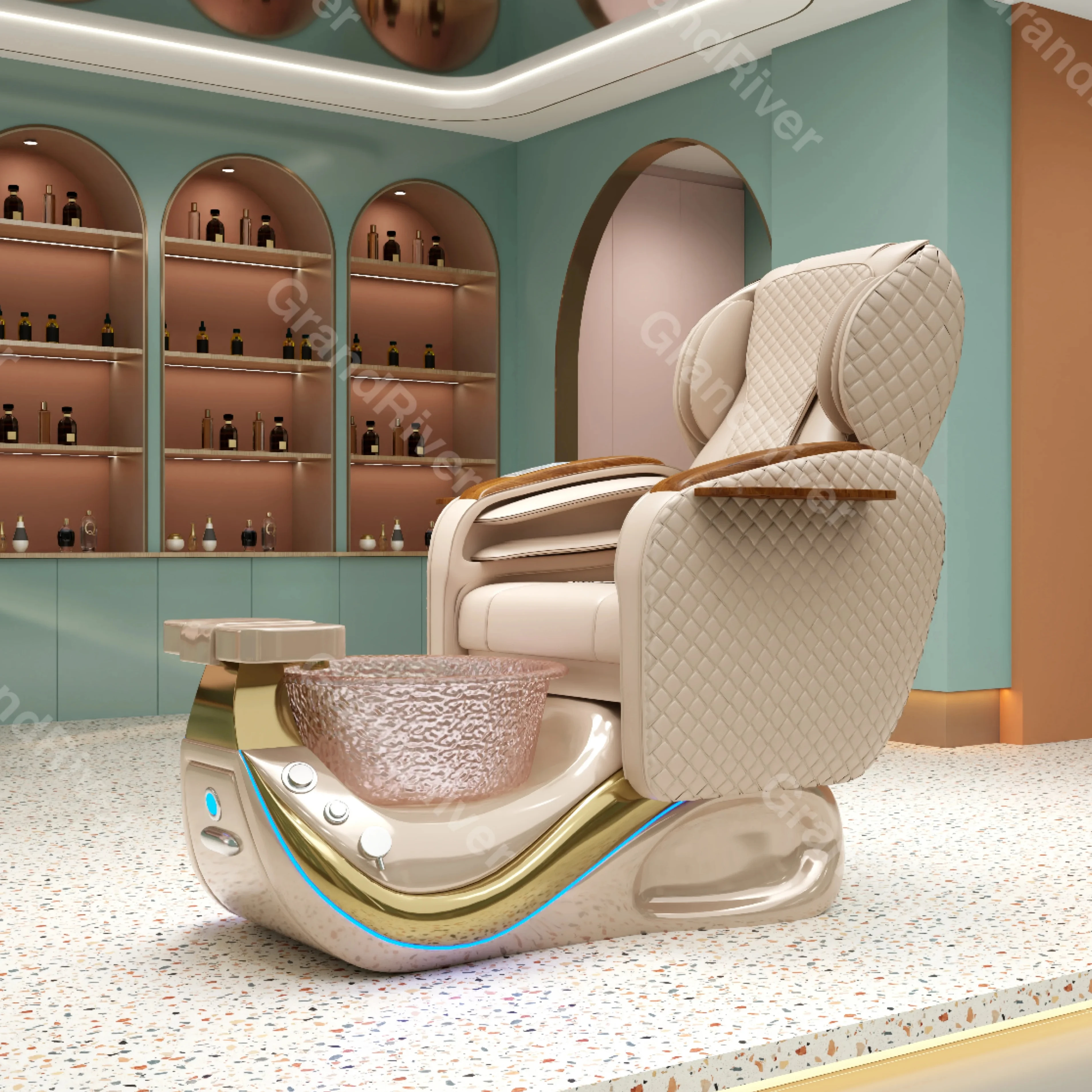 New Design White Foot Care Spa Chair Luxury Electric Massage Lounge Pedicure Chair With Discharge Pump