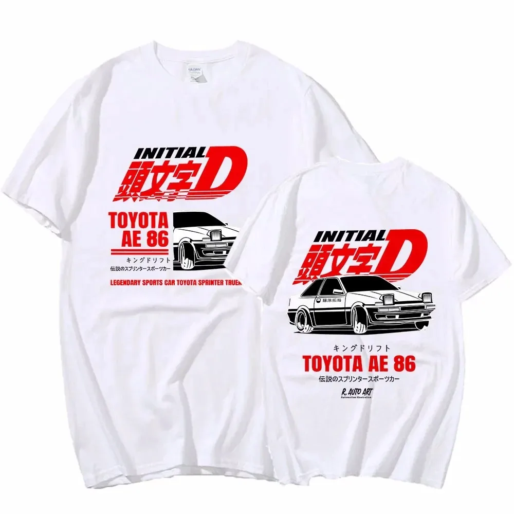 Summer Takumi Fujiwara R34 Skyline GTR JDM Oversized Cotton Short Sleeve T Shirt Mens T-shirt Anime Initial D Drift AE86 T-shirt