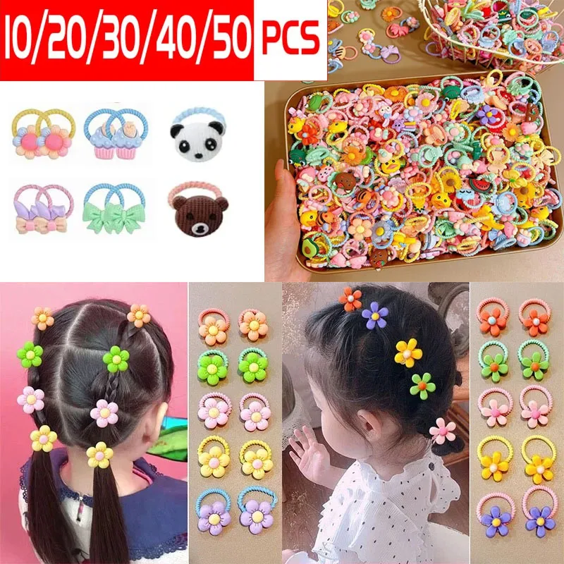 10-50Pcs Soft Rubber Bands Mix Colors Elastic Hair Ties Hair Holders Pigtails Accessories for Girls Toddler Teens and Children