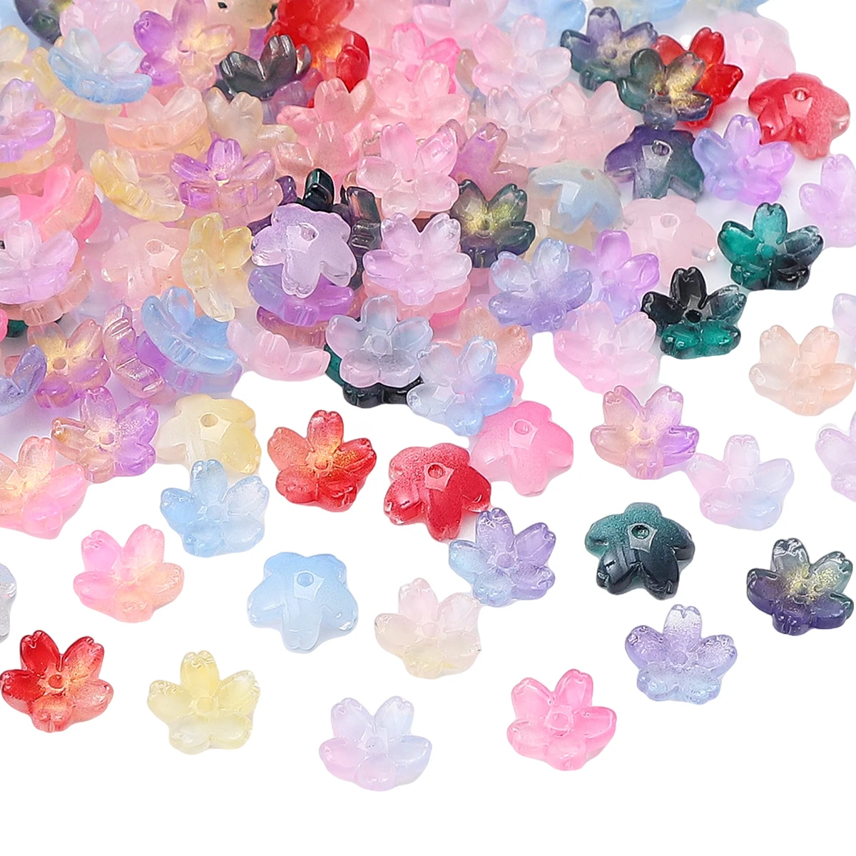 

Glass Cherry Blossom Gold Powder Gradient Beads For DIY Jewelry Making Earring Bracelet Necklace Accessories 11mm 10pcs