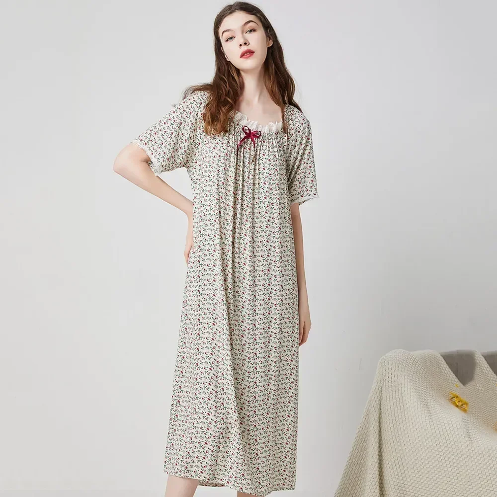 

Dressing Nightdress Womens Nightgowns Plus Sleeping Nightwear Size Lingerie Home Pajamas For Cotton Gown Sleepshirt Sleeve Short