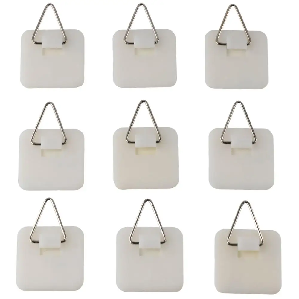 10Pcs Invisible Adhesive Plate Hangers Vertical Plate Holder Plastic Picture Hanger Without Nails Sticky Photo Frame Hangers