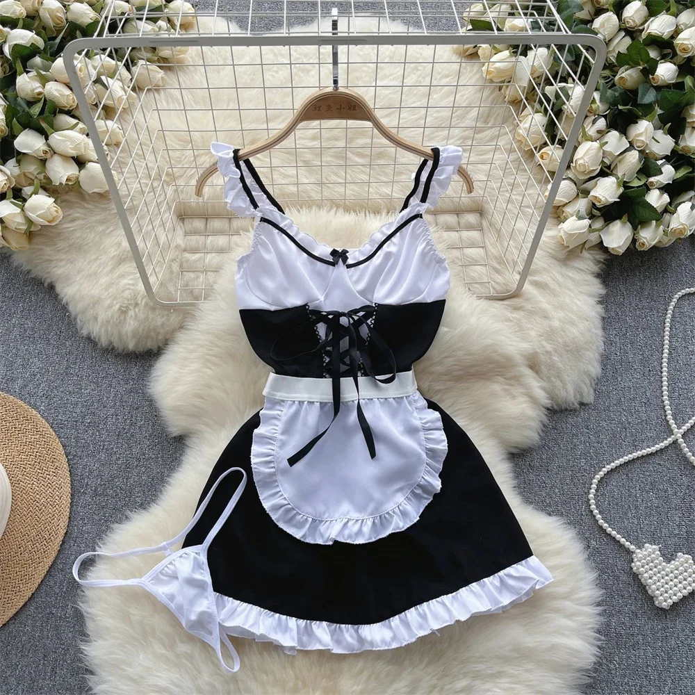 New Sailor Japanese Style Sweet Erotict Suits Female Short Sleeve Bow TieTops+Pleated Mini Skirt Lingerie  Women Sheer Sexy Sets