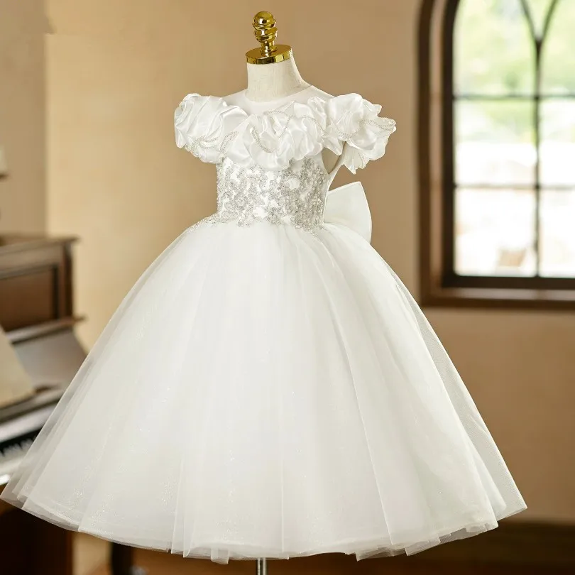 Hochwertige Kinder-Party-Abendkleider für Gastgeberin, Klavierauftritt, Geburtstag, Hochzeit, Blumenmädchen A5065 Großhandel – Detail 4