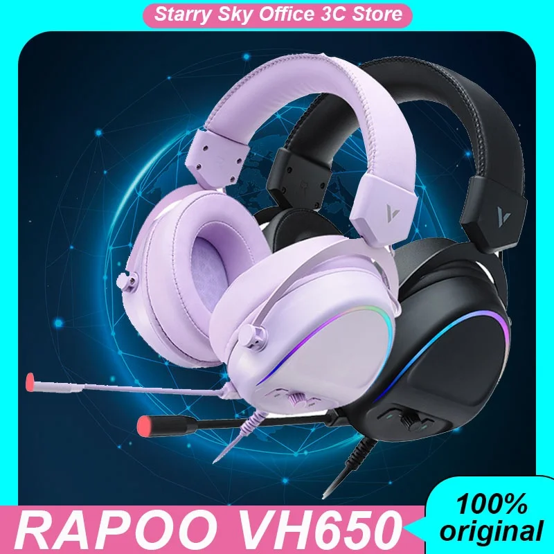 

USB-гарнитура Rapoo VH650 Проводная с шумоподавлением, RGB подсветкой и виртуальным каналом 7,1