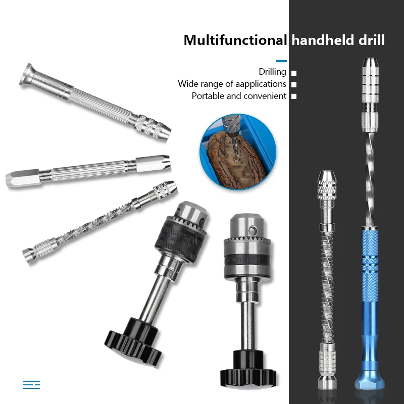 XUCHUAN Mini Micro Aluminium Handbohrmaschine mit Schnellspannbohrfutter HSS Stahl Spiralbohrer Holzbearbeitung Bohren Drehwerkzeuge Handbohrmaschine – Detail 7