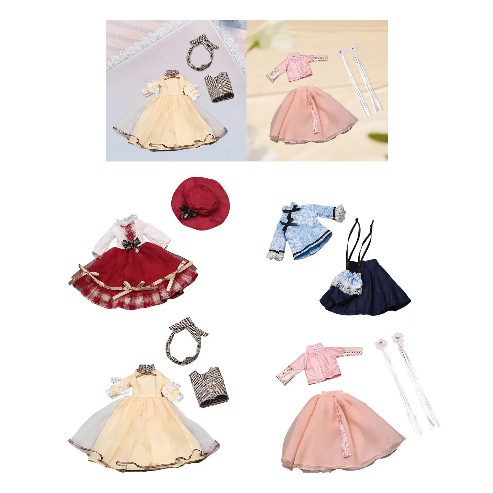 Vestido de princesa para muñeca 1/6 con accesorios DIY, haz tus propias muñecas de 30cm