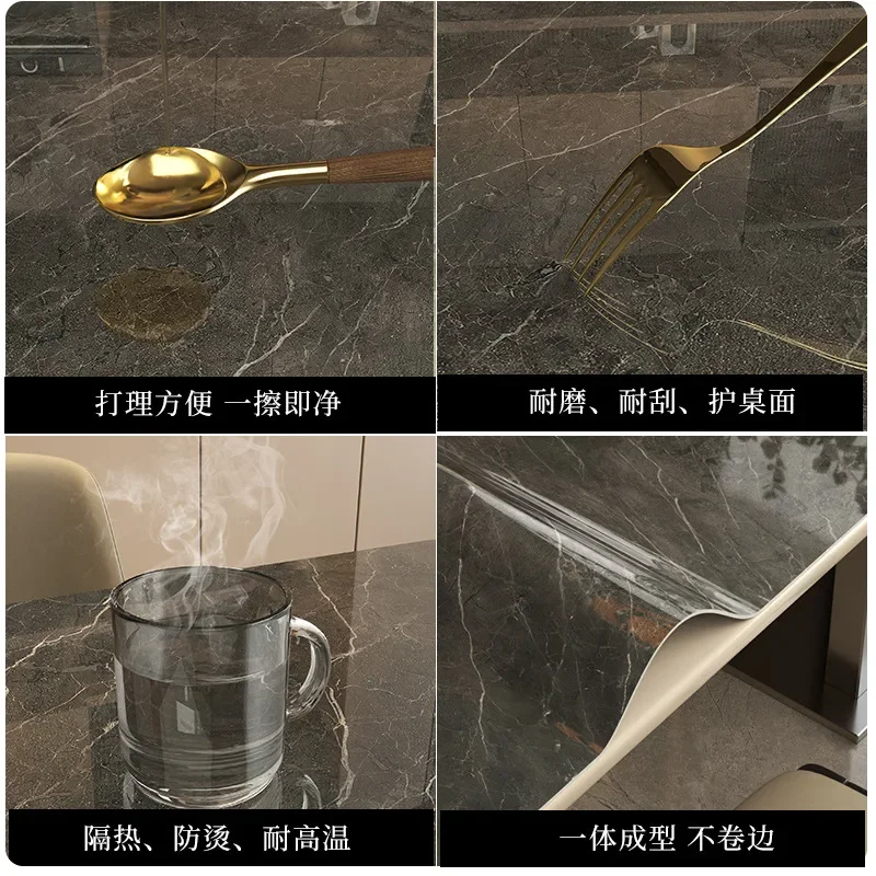 Round PVC Tablecloth Heat-Resistant Oil-Proof Waterproof Marble Pattern Luxury Soft Glass Table Cover