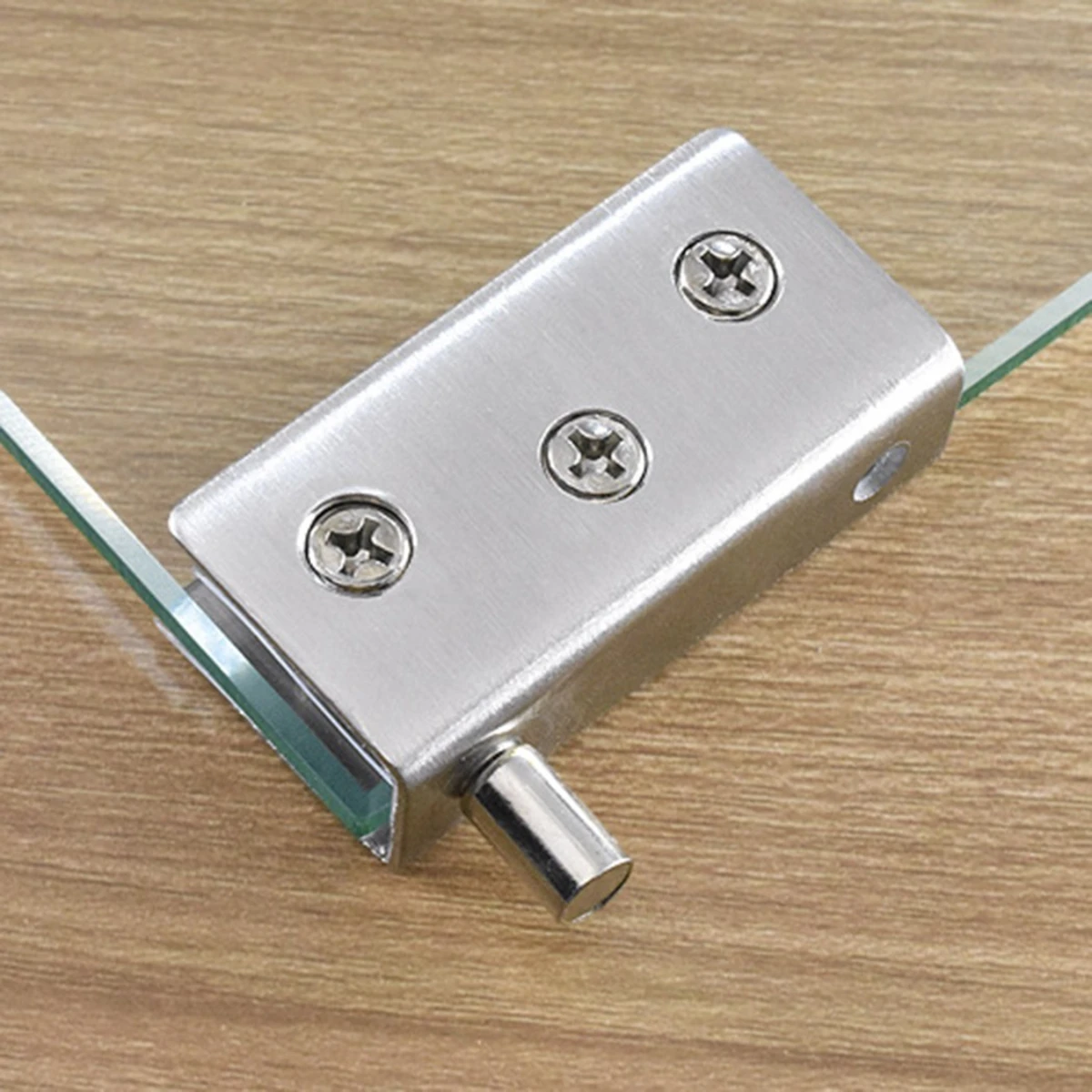 2Pcs Glass Pivot Hinge Rotation Axis Stainless Steel Wine Cabinet Door Rotating Hinges Clamp Clip Shaft Hidden Hinge
